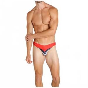 NEW JACK ADAMS second skin swim brief in red stripe